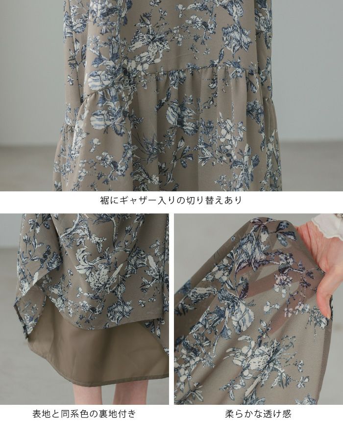 花柄シフォンワンピース | HAPPYEXP.